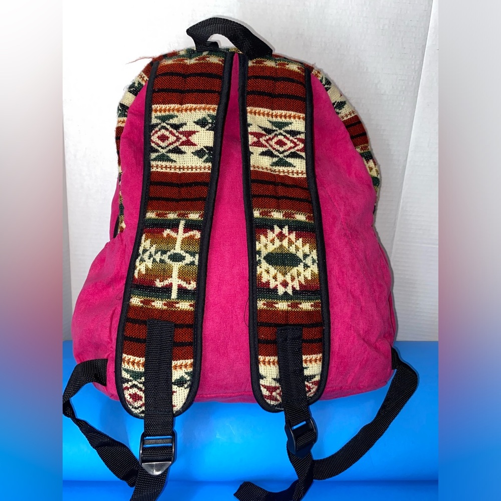 Pink And Brown Patterned Backpack - image 6